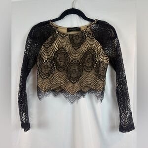 Chic Black‎ Lace Long Sleeve Blouse